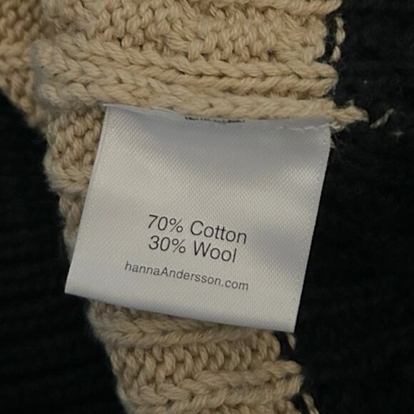 Hanna Andersson Wool-Blend Cable Knit Sweater Women's Medium Navy Beige Preppy - Picture 4 of 5